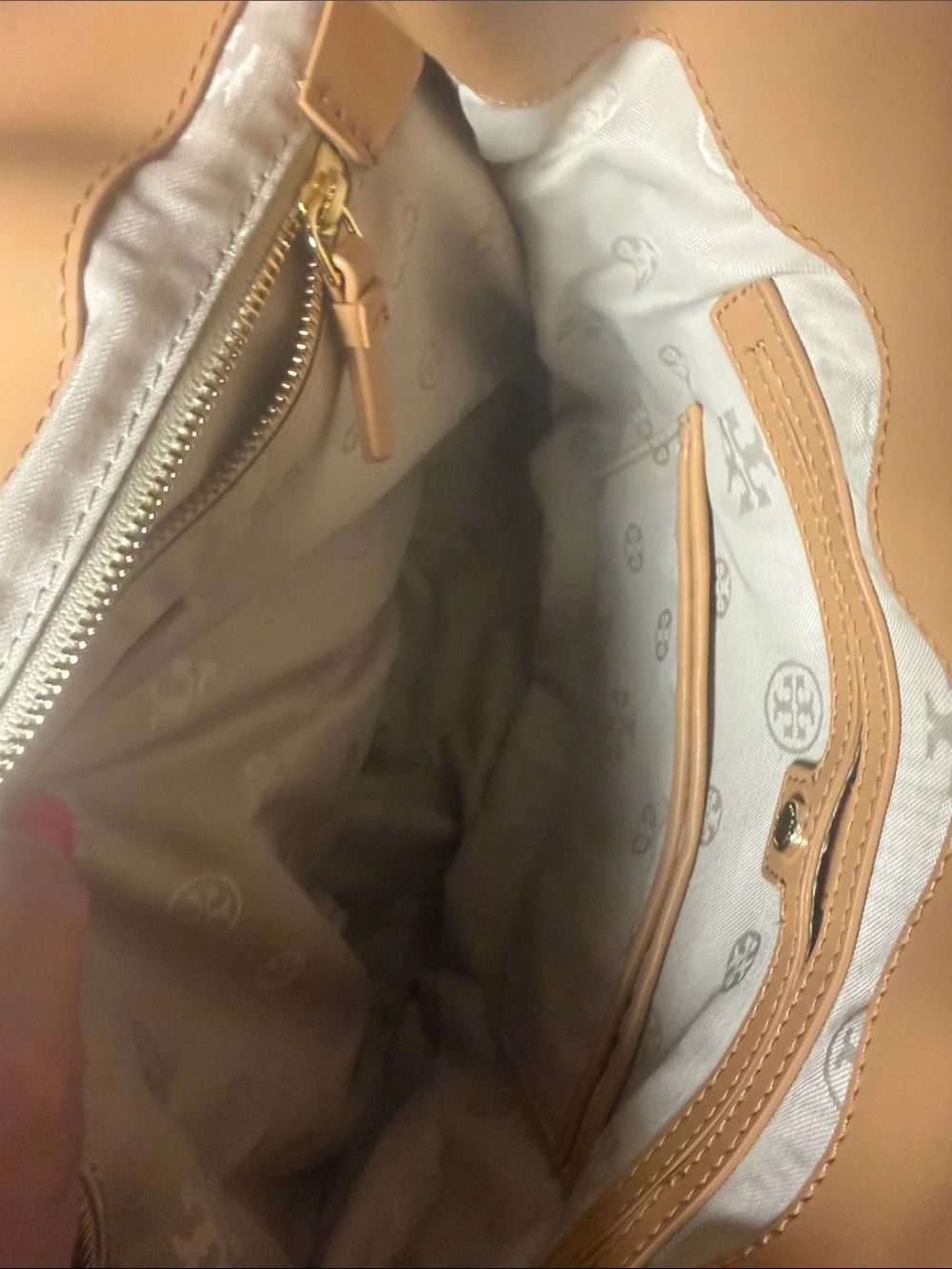 Tory Burch Cream Canvas Backpack with Tan Leather Trim